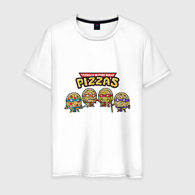 Мужская футболка хлопок с принтом Ninja Pizzas в Санкт-Петербурге, 100% хлопок | прямой крой, круглый вырез горловины, длина до линии бедер, слегка спущенное плечо. | donatello | leonardo | michelangelo | ninja | pizza | raphael | turtles | донателло | животные | карате | комикс | комиксы | леонардо | микеланджело | мультфильм | мутант | мутанты | ниндзя | пицца | рафаэль | сплинтер | супергерой