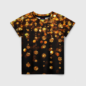 Детская футболка 3D с принтом GOLDEN RAIN в Санкт-Петербурге, 100% гипоаллергенный полиэфир | прямой крой, круглый вырез горловины, длина до линии бедер, чуть спущенное плечо, ткань немного тянется | Тематика изображения на принте: black | gold | деньги | золото | монеты | пестрое