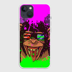 Чехол для iPhone 13 с принтом 3D Neon Monkey в Санкт-Петербурге,  |  | 3d очки | bapy | brand | chimp | cool paint | fashion | hype beast | japan | neon | paint | trend | анаглиф | байп | байпи | брызги красок | бэйп | бэйпи | камуфляж | купающаяся обезьяна | мода | неон | тренд | хайп бист | хайповый бренд | ш