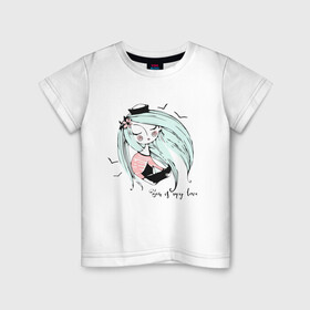 Детская футболка хлопок с принтом Милая Лола с корабликом в Санкт-Петербурге, 100% хлопок | круглый вырез горловины, полуприлегающий силуэт, длина до линии бедер | девушка | кораблик | лола | малышка | милашка | мультяшка | цветы | чайки