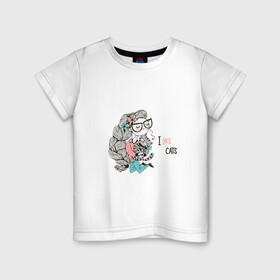 Детская футболка хлопок с принтом Милая Лола обнимается с котом в Санкт-Петербурге, 100% хлопок | круглый вырез горловины, полуприлегающий силуэт, длина до линии бедер | девушка | коса | кот | лола | малышка | милашка | мультяшка | обнимашки | цветы