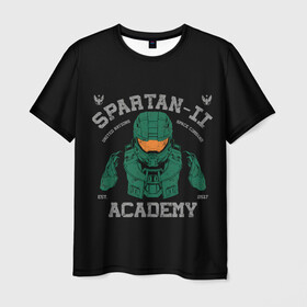 Мужская футболка 3D с принтом Spartan - 2 Academy в Санкт-Петербурге, 100% полиэфир | прямой крой, круглый вырез горловины, длина до линии бедер | game | games | halo | heilo | master chif | spartan | игра | игры | ковенант | ковенанты | мастер чиф | спартанец | хало | хейло | хэйло