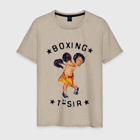 Мужская футболка хлопок с принтом боксер в Санкт-Петербурге, 100% хлопок | прямой крой, круглый вырез горловины, длина до линии бедер, слегка спущенное плечо. | box | boxing | боксер | боксерские перчатки | маленький боксер | малыш в перчатках | мальчик