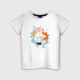 Детская футболка хлопок с принтом Наука в Санкт-Петербурге, 100% хлопок | круглый вырез горловины, полуприлегающий силуэт, длина до линии бедер | карандаш | кисть | лампочка | наука | рисунок | часы | шестеренки