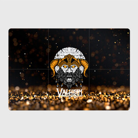 Магнитный плакат 3Х2 с принтом Valheim Viking Gold в Санкт-Петербурге, Полимерный материал с магнитным слоем | 6 деталей размером 9*9 см | fantasy | mmo | valheim | valve | валхейм | вальхейм | викинги | выживалка | игра | королевская битва | ммо | ролевая игра | фэнтази