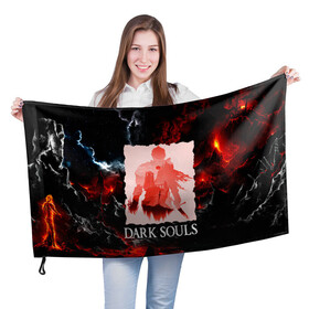 Флаг 3D с принтом DARKSOULS GAME в Санкт-Петербурге, 100% полиэстер | плотность ткани — 95 г/м2, размер — 67 х 109 см. Принт наносится с одной стороны | dark souls | darksouls | tegunvte | темные души