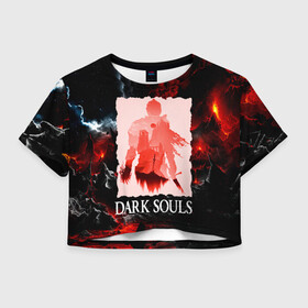 Женская футболка Crop-top 3D с принтом DARKSOULS GAME в Санкт-Петербурге, 100% полиэстер | круглая горловина, длина футболки до линии талии, рукава с отворотами | dark souls | darksouls | tegunvte | темные души