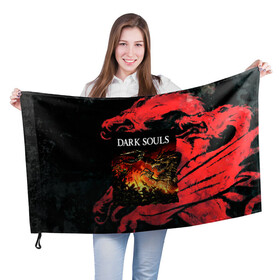 Флаг 3D с принтом DARKSOULS | DRAGON AGE в Санкт-Петербурге, 100% полиэстер | плотность ткани — 95 г/м2, размер — 67 х 109 см. Принт наносится с одной стороны | dark souls | darksouls | tegunvte | темные души