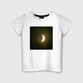 Детская футболка хлопок с принтом Луна на фоне ночного неба в Санкт-Петербурге, 100% хлопок | круглый вырез горловины, полуприлегающий силуэт, длина до линии бедер | астрономия | луна | месяц | небо | ночь