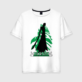 Женская футболка хлопок Oversize с принтом Bleach Kurosaki в Санкт-Петербурге, 100% хлопок | свободный крой, круглый ворот, спущенный рукав, длина до линии бедер
 | bleach | daiko | ichi nii | ichigo | itsygo | kurosaki | ryoka | shinigami | блич | ичиго | куросаки