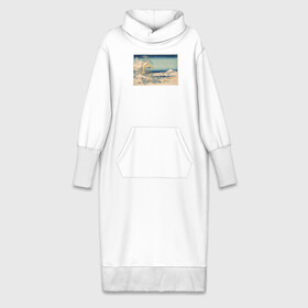 Платье удлиненное хлопок с принтом Снежное утро на реке Коисикава в Санкт-Петербурге,  |  | кацусики хокусай | тридцать шесть видов фудзи | фудзи | япония | японская графика