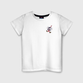 Детская футболка хлопок с принтом Сuphead в Санкт-Петербурге, 100% хлопок | круглый вырез горловины, полуприлегающий силуэт, длина до линии бедер | cuphead | game | illustration | mugman