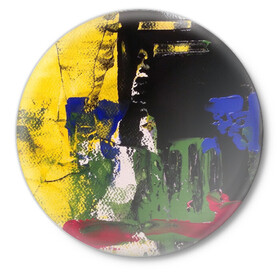 Значок с принтом Мазок художника! в Санкт-Петербурге,  металл | круглая форма, металлическая застежка в виде булавки | абстракция | картина | молодежное | пестрое | хайп