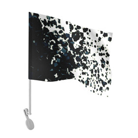 Флаг для автомобиля с принтом KUBIKI в Санкт-Петербурге, 100% полиэстер | Размер: 30*21 см | bricks | абстракция | кубики | молодежное | пестрое | черно белое