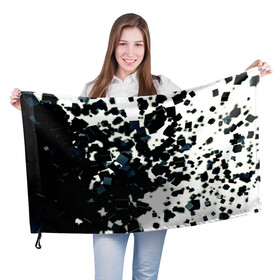 Флаг 3D с принтом KUBIKI в Санкт-Петербурге, 100% полиэстер | плотность ткани — 95 г/м2, размер — 67 х 109 см. Принт наносится с одной стороны | bricks | абстракция | кубики | молодежное | пестрое | черно белое