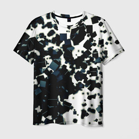 Мужская футболка 3D с принтом KUBIKI в Санкт-Петербурге, 100% полиэфир | прямой крой, круглый вырез горловины, длина до линии бедер | bricks | абстракция | кубики | молодежное | пестрое | черно белое