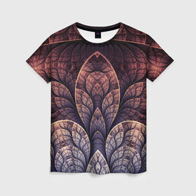 Женская футболка 3D с принтом LOTUS в Санкт-Петербурге, 100% полиэфир ( синтетическое хлопкоподобное полотно) | прямой крой, круглый вырез горловины, длина до линии бедер | абстракция | листья | лотос | молодежное | узор