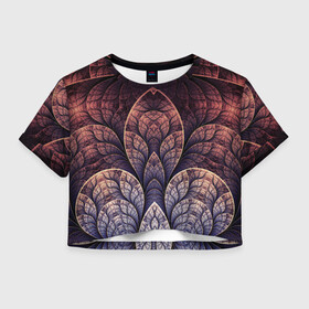 Женская футболка Crop-top 3D с принтом LOTUS в Санкт-Петербурге, 100% полиэстер | круглая горловина, длина футболки до линии талии, рукава с отворотами | абстракция | листья | лотос | молодежное | узор