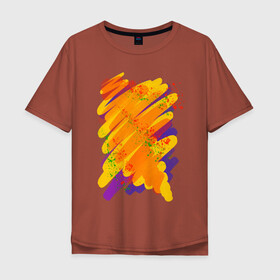 Мужская футболка хлопок Oversize с принтом Яркость красок в Санкт-Петербурге, 100% хлопок | свободный крой, круглый ворот, “спинка” длиннее передней части | art | orange | print | брызги | краски | принт | пятна | творчество | яркость
