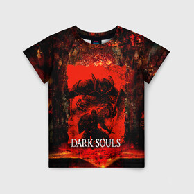 Детская футболка 3D с принтом DARK SOULS GAME STORY в Санкт-Петербурге, 100% гипоаллергенный полиэфир | прямой крой, круглый вырез горловины, длина до линии бедер, чуть спущенное плечо, ткань немного тянется | dark souls | darksouls | tegunvte | темные души