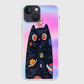 Чехол для iPhone 13 mini с принтом космический кот в Санкт-Петербурге,  |  | градиент | звезды | космос | кот | месяц | планеты | солнце