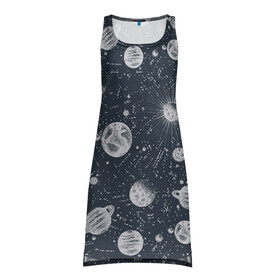 Платье-майка 3D с принтом Звезды, планеты и созвездия в Санкт-Петербурге, 100% полиэстер | полуприлегающий силуэт, широкие бретели, круглый вырез горловины, удлиненный подол сзади. | space | арт | звезды | кометы | космос | метеориты | планеты | созвездия