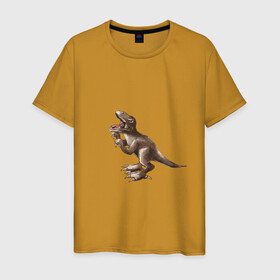 Мужская футболка хлопок с принтом Тираннозавр в Санкт-Петербурге, 100% хлопок | прямой крой, круглый вырез горловины, длина до линии бедер, слегка спущенное плечо. | арт | динозавры | принт | рекс | юрский период