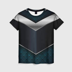 Женская футболка 3D с принтом 3D dark metal в Санкт-Петербурге, 100% полиэфир ( синтетическое хлопкоподобное полотно) | прямой крой, круглый вырез горловины, длина до линии бедер | luxury | versace | vip | абстракция | версаче | вип | паттерн | роскошь | текстуры