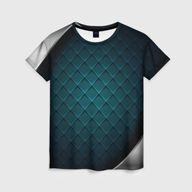 Женская футболка 3D с принтом 3D luxury metal в Санкт-Петербурге, 100% полиэфир ( синтетическое хлопкоподобное полотно) | прямой крой, круглый вырез горловины, длина до линии бедер | luxury | versace | vip | абстракция | версаче | вип | паттерн | роскошь | текстуры