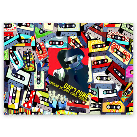 Поздравительная открытка с принтом Daft Punk Records в Санкт-Петербурге, 100% бумага | плотность бумаги 280 г/м2, матовая, на обратной стороне линовка и место для марки
 | by craig drake | daft punk | madeinkipish | thomas bangalter | дафт панк | маски | тома и ги мануэль