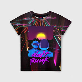 Детская футболка 3D с принтом Daft Punk Electrix в Санкт-Петербурге, 100% гипоаллергенный полиэфир | прямой крой, круглый вырез горловины, длина до линии бедер, чуть спущенное плечо, ткань немного тянется | Тематика изображения на принте: by craig drake | daft punk | madeinkipish | thomas bangalter | дафт панк | маски | тома и ги мануэль