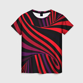 Женская футболка 3D с принтом Оптическая иллюзия в Санкт-Петербурге, 100% полиэфир ( синтетическое хлопкоподобное полотно) | прямой крой, круглый вырез горловины, длина до линии бедер | абстракция | геометрия | градиент | иллюзия | линии | спираль | труба