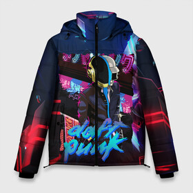 Мужская зимняя куртка 3D с принтом daft punk neon rock в Санкт-Петербурге, верх — 100% полиэстер; подкладка — 100% полиэстер; утеплитель — 100% полиэстер | длина ниже бедра, свободный силуэт Оверсайз. Есть воротник-стойка, отстегивающийся капюшон и ветрозащитная планка. 

Боковые карманы с листочкой на кнопках и внутренний карман на молнии. | by craig drake | daft punk | madeinkipish | thomas bangalter | дафт панк | маски | тома и ги мануэль