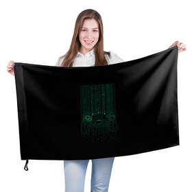 Флаг 3D с принтом Геймпад геймера матрица в Санкт-Петербурге, 100% полиэстер | плотность ткани — 95 г/м2, размер — 67 х 109 см. Принт наносится с одной стороны | game | gamer | джойстик | игрок | матрица | управление