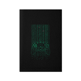 Обложка для паспорта матовая кожа с принтом Геймпад геймера матрица в Санкт-Петербурге, натуральная матовая кожа | размер 19,3 х 13,7 см; прозрачные пластиковые крепления | game | gamer | джойстик | игрок | матрица | управление