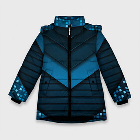 Зимняя куртка для девочек 3D с принтом 3D luxury blue abstract в Санкт-Петербурге, ткань верха — 100% полиэстер; подклад — 100% полиэстер, утеплитель — 100% полиэстер. | длина ниже бедра, удлиненная спинка, воротник стойка и отстегивающийся капюшон. Есть боковые карманы с листочкой на кнопках, утяжки по низу изделия и внутренний карман на молнии. 

Предусмотрены светоотражающий принт на спинке, радужный светоотражающий элемент на пуллере молнии и на резинке для утяжки. | Тематика изображения на принте: luxury | versace | vip | абстракция | версаче | вип | паттерн | роскошь | текстуры