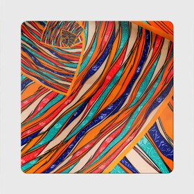 Магнит виниловый Квадрат с принтом Абстрактное течение в Санкт-Петербурге, полимерный материал с магнитным слоем | размер 9*9 см, закругленные углы | абстрактное течение | абстракция | витраж | колейдоскоп | линии | мозаика | палитра | полосы | радуга | текстуры | узор | цвета