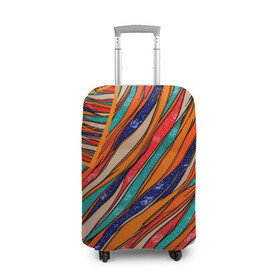 Чехол для чемодана 3D с принтом Абстрактное течение в Санкт-Петербурге, 86% полиэфир, 14% спандекс | двустороннее нанесение принта, прорези для ручек и колес | абстрактное течение | абстракция | витраж | колейдоскоп | линии | мозаика | палитра | полосы | радуга | текстуры | узор | цвета