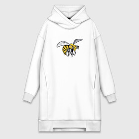 Платье-худи хлопок с принтом Грозная Пчела в Санкт-Петербурге,  |  | грозная пчела | злая пчела | насекомое | пчела | пчела воин | рисунок