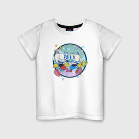 Детская футболка хлопок с принтом Cuphead and Mugman в Санкт-Петербурге, 100% хлопок | круглый вырез горловины, полуприлегающий силуэт, длина до линии бедер | cuphead | game | illustration | mugman | netflix | игра | капхед | магмен