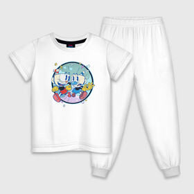 Детская пижама хлопок с принтом Cuphead and Mugman в Санкт-Петербурге, 100% хлопок |  брюки и футболка прямого кроя, без карманов, на брюках мягкая резинка на поясе и по низу штанин
 | cuphead | game | illustration | mugman | netflix | игра | капхед | магмен