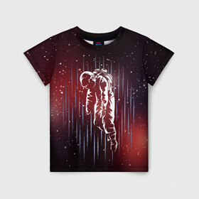 Детская футболка 3D с принтом Прострация в Санкт-Петербурге, 100% гипоаллергенный полиэфир | прямой крой, круглый вырез горловины, длина до линии бедер, чуть спущенное плечо, ткань немного тянется | Тематика изображения на принте: moon | арт | день космонавтики | звезды | космонавт | космос | лого | луна | небо | планеты