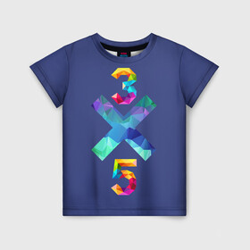Детская футболка 3D с принтом 3X5 в Санкт-Петербурге, 100% гипоаллергенный полиэфир | прямой крой, круглый вырез горловины, длина до линии бедер, чуть спущенное плечо, ткань немного тянется | year | год | математика | радужный | цветной | цифры