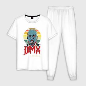 Мужская пижама хлопок с принтом DMX - Forever Scream в Санкт-Петербурге, 100% хлопок | брюки и футболка прямого кроя, без карманов, на брюках мягкая резинка на поясе и по низу штанин
 | Тематика изображения на принте: dmx | dog | earl simmons | hip hop | music | new york | rap | rapper | rip | ruff ryders | диэмикс | музыка | нью йорк | пёс | рэп | рэпер | хипхоп | эрл симмонс