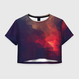 Женская футболка Crop-top 3D с принтом Лавовый вектор в Санкт-Петербурге, 100% полиэстер | круглая горловина, длина футболки до линии талии, рукава с отворотами | арт | вектор | векторный рисунок | геометрические фигуры | геометрия | дым | лава | магма | рисунок