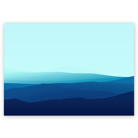 Поздравительная открытка с принтом Море в Санкт-Петербурге, 100% бумага | плотность бумаги 280 г/м2, матовая, на обратной стороне линовка и место для марки
 | арт | вектор | векторный рисунок | геометрические фигуры | геометрия | линии | море | небо | оттенки синего | рисунок | синий