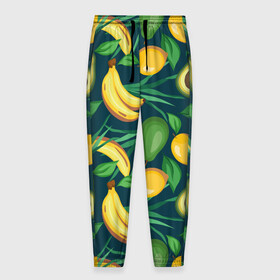 Мужские брюки 3D с принтом Фрукты в Санкт-Петербурге, 100% полиэстер | манжеты по низу, эластичный пояс регулируется шнурком, по бокам два кармана без застежек, внутренняя часть кармана из мелкой сетки | Тематика изображения на принте: avokado | авокадо | бананы | лимоны | фрукты