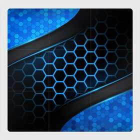 Магнитный плакат 3Х3 с принтом 3D luxury blue 3Д СОТЫ и плиты в Санкт-Петербурге, Полимерный материал с магнитным слоем | 9 деталей размером 9*9 см | luxury | versace | vip | абстракция | версаче | вип | паттерн | роскошь | текстуры