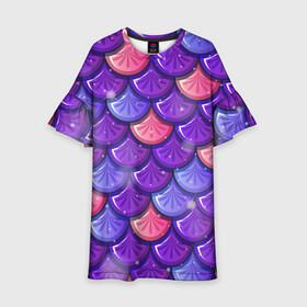 Детское платье 3D с принтом Цветная чешуя в Санкт-Петербурге, 100% полиэстер | прямой силуэт, чуть расширенный к низу. Круглая горловина, на рукавах — воланы | рыбья кожа | текстура | цветная чешуя | цветные чешуйки | чешуя