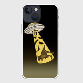 Чехол для iPhone 13 mini с принтом НЛО похищает динозавров в Санкт-Петербурге,  |  | дино | динозавры | инопланетяни | летающая тарелка | наса | нло